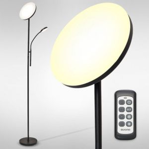 Lampadaire LED moderne Auronic -Lampadaire sur Pied - 181cm - LED -Super Lumineux - t&eacute;l&eacute;commande - chambre salon - Noir