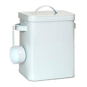 Relaxdays Boîte métallique, 6,5 L de Rangement avec doseur, pour Aliments et denrées, hermétique, Blanche