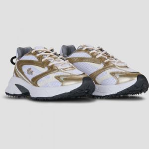 Lacoste Baskets L003 Neo Shot m&eacute;tallis&eacute; dor&eacute; blanc noir femme - 36