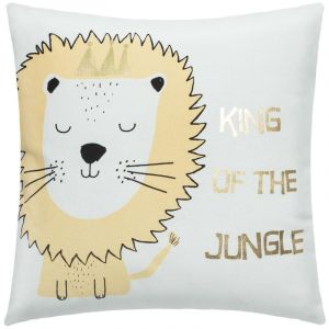 Image de Atmosphera Coussin (40 cm) Lion Blanc et or