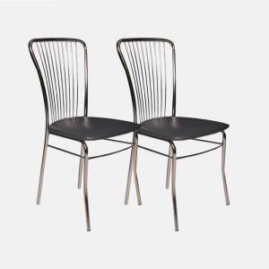 Alter Dmora Ensemble de 2 chaises modernes en éco-cuir, pour salle à manger, cuisine ou salon, cm 45x45h93, couleur gris