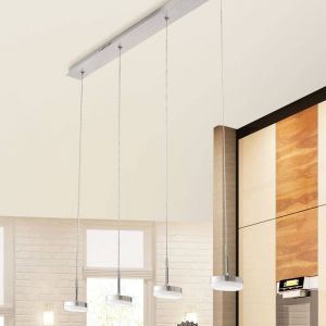 Image de Fabas Luce Lighting - Fabas Luce Dunk Plafonnier suspendu à barre droite à led en verre d'aluminium brossé