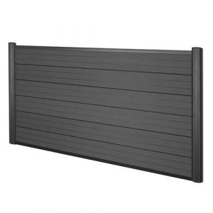 Brise-vue en WPC Sarthe, clôture brise-vent, poteaux aluminium 1.90m anthracite