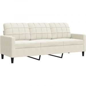 VidaXL Canapé à 3 places Crème 180 cm Velours, canapé, canapé de salon, canapé à trois places, canapé rembourré, sièges de salon, canapé en velours