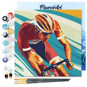 Mini peinture au numéro : Affiche sportive Cyclisme - toile tendue sur chassis