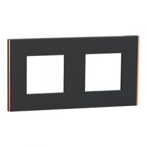 Schneider Electric Unica Déco Subtil - Plaque de finition - Anthra liseré cuivre - 2P - horiz vert (NU600441)
