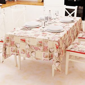 PETTI Artigiani Italiani - Nappe de Table de Cuisine en Coton Lidia Rouge 12 Places (140 x 240 cm) 100% fabriquée en Italie