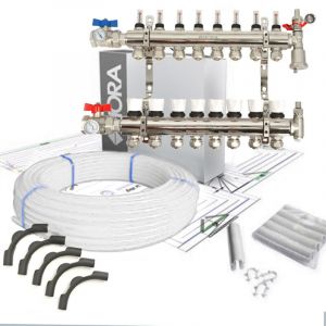 Kit Collecteur plancher chauffant hydraulique nourrice et tube PER Taille - Kit 8 sorties