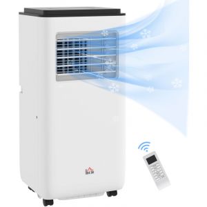 Climatiseur portable 10000 BTU/h - ventilateur, d&eacute;shumidificateur 22 m&sup2; max. - r&eacute;frig&eacute;rant naturel R290 - t&eacute;l&eacute;commande, timer - blanc