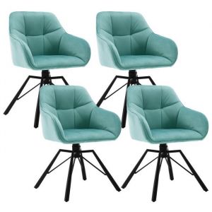 WOLTU Lot de 4 Chaises Pivotante à 360°.Chaise Salle à Manger en Velours.Fauteuil Scandinave.Pieds en Métal.Vert Turc - Vert Turc