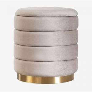 Pouf de rangement en velours Bradford SKLUM Gris Taupe Clair