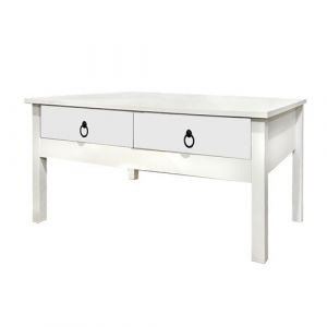 Table basse coloris blanc- longueur 100 x profondeur 44 x hauteur 40 cm -JUANIO-