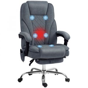 Vinsetto - Fauteuil de bureau manager massant chauffant inclinable réglable télécommande repose-pieds rétractable velours gris bleuté