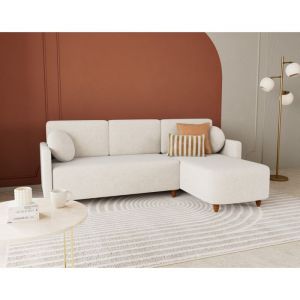 Canap&eacute; d'angle r&eacute;versible convertible 4 places en velours textur&eacute;