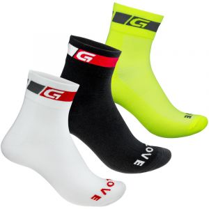 GripGrab Chaussettes Tricolore Regular Cut Bundle - Black / White / Fluo Yellow - Taille EU 44-47