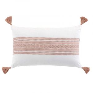 Image de Coton d'intérieur Coussin Déco à Pompons "Amaya" 30x50cm Rose