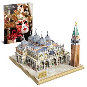 Image de CubicFun National Geographic Puzzle 3D Architecture Modèle de Construction Kit Puzzle de Ville avec livret pour Adultes et Enfants, Italie Venise Cadeau de la Place Saint-Marc, 107 pièces