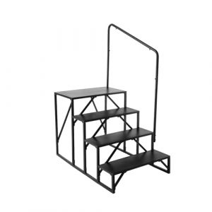 VEVOR Marchepieds pour Camping-Cars 4 Marches, Escabeau de Caravane Charge 199,58 kg, Acier au Carbone Épaissi, avec Main Courante, Antidérapant pour Entrée et Sortie en Toute Sécurité, pour Remorque