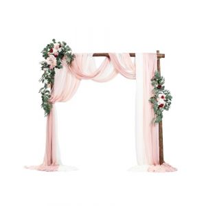 VEVOR Kit Fleurs Artificielles pour Arche de Mariage avec 2 Bouquets de Fleurs, 3 Rideaux Translucides, pour Décoration Célébrations de Cérémonie, de Toile de Fond de Réception, Événements, Rose Blanc
