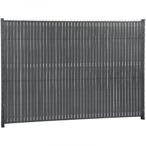 Jardiline Lani&egrave;re occultante Ecovizio &agrave; tresser 48 mm ardoise - 100% recycl&eacute;e pour panneau grillag&eacute; soud&eacute; + 100 clips