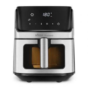 Ufesa Friteuse &agrave; air num&eacute;rique Blackbird avec fen&ecirc;tre et &eacute;clairage int&eacute;rieur 6,5 L Acier inoxydable/Noir