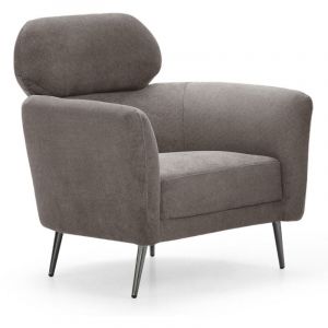 Menzzo Fauteuil moderne avec haut dossier Damigal Tissu doux Gris taupe