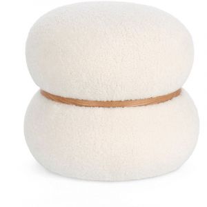 Hellin Pouf rond 43x43x40 cm en tissu effet laine blanche