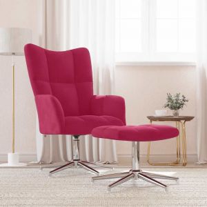 VidaXL Chaise de relaxation avec repose-pied Rouge bordeaux Velours