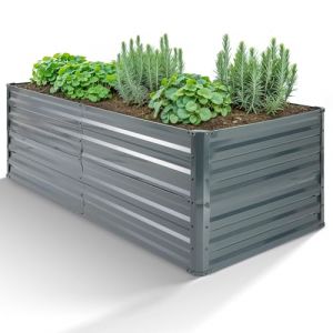Arebos Lit sur&eacute;lev&eacute; en m&eacute;tal 180 x 90 x 79cm | Lit de Jardin en Acier galvanis&eacute; | Lit de Plantes r&eacute;sistant aux intemp&eacute;ries & &agrave; la Rouille | Lit de l&eacute;gumes rectangulaire pour Jardin & terrasse
