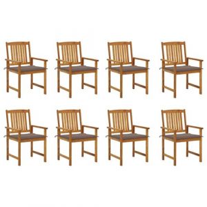 VidaXL Chaises de jardin avec coussins 8 pcs Bois d'acacia solide