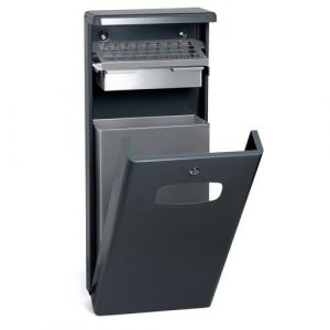 Certeo Collecteur de déchets avec cendrier, capacité 32 l, anthracite