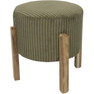 The home deco factory Tabouret en velours c&ocirc;tel&eacute; Scott