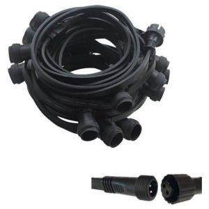 Guirlande guinguette ext&eacute;rieur IP65 10M 20 douilles E27 c&acirc;ble plat noir connectable professionnelle