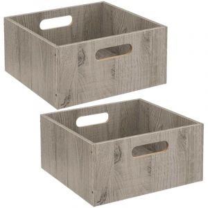 Lot de 2 Bo&icirc;tes de rangement carr&eacute;e en mdf