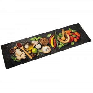 VidaXL Tapis de cuisine lavable impression d'épices 45x150 cm velours