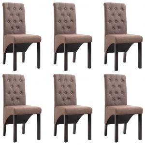 Image de VidaXL Chaises de Salle à Manger Tissu 6 pcs Marron