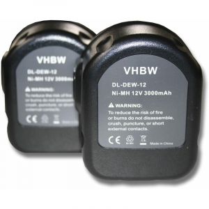 Vhbw 2x NiMH batterie 3000mAh pour outil électrique comme Black & Decker A9252 England SL1 3YD