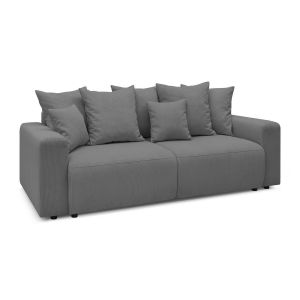 Bobochic Canapé Droit Convertible Coffre Envy Velours Côtelé Gris