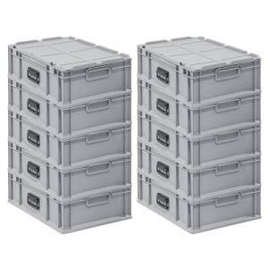 Image de PROREGAL SET SUPER &Eacute;CONOMIQUE 10x Bac Euro NextGen Portable | HxLxP 18,5x40x60cm | 34 litres | Eurobox, bo&icirc;te industrielle, bo&icirc;tes de rangement, empilables, conteneur de stockage, bacs de rangement