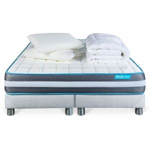 Body Care PACK BODYFORM 160x200 Mémoire de forme 3 zones double sommiers blanc + 2 oreillers + couette 160 x 200 cm Blanc