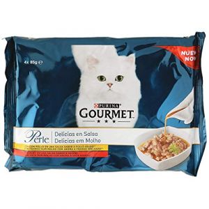 Gourmet Perle Comida Húmeda Gatos Delicias En Salsa Carnes Pack 4X85G