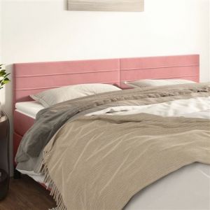 VidaXL 2x Têtes de Lit Meubles de Chambre à Coucher Accessoires de Lit Simple Têtes de Cadre de Lit Intérieur Rose 100x5x78/88 cm Velours 346199