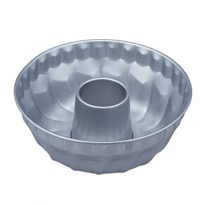 Image de Relaxdays Moule à gâteaux, 25 cm de diamètre, antiadhésif, pour cakes marbrés, gâteaux éponges, acier, carbone, argenté