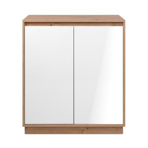 Calicosy Petit buffet 2 portes L79 cm - Chêne artisan / Blanc brillant