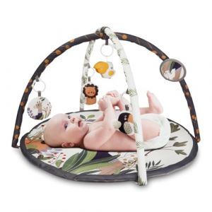 Mobiclinic Kids, 2 en 1, Baby Gym + Tapis d’eveil bebé, avec Musique, 5 Jouets interactifs, 0-6 Mois, Développement Moteur, Dreamland, Pliable, Rembourré, Arches, Evolutif