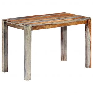 Image de VidaXL Table de salle à manger Gris 118x60x76 cm Bois de Sesham solide