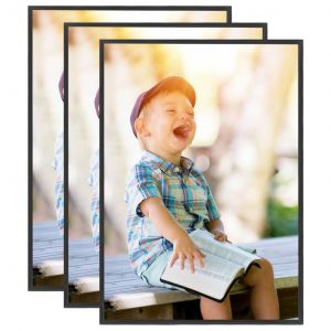 VidaXL Collage de cadres photo 3 pcs au mur table Noir 18x24 cm MDF