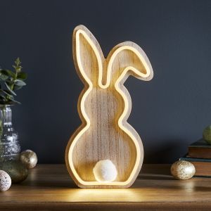 Lights4Fun Lampe Néon Lapin en Bois
