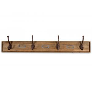 Décoration d'Autrefois Patère Portemanteau Bois 4 Accroches Marron 97x7.5x17cm