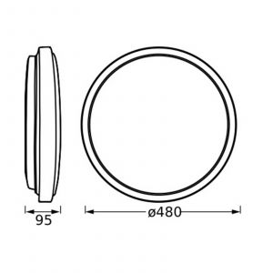 Ledvance ORBIS LONDE LED PLAFIC LED 480 mm, blanc, 36W, 4150LM, couleur de lumière blanche chaude, distribution de lumière très homogène, module LED fermement installé, rond IP20, 3000K